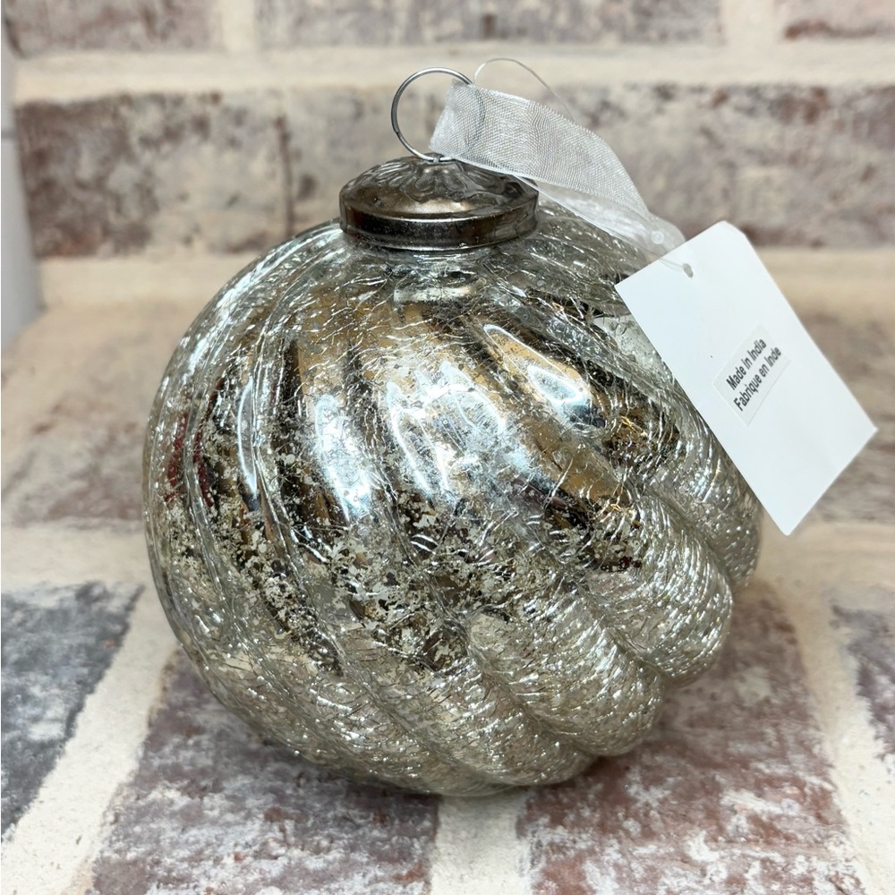 Oversized Silver Mercury Glass 8" Ornament Ball
